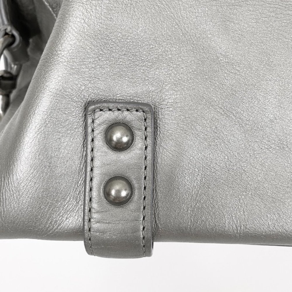 Club Monaco Silver Satin Leather Handbag - Picture 9 of 12
